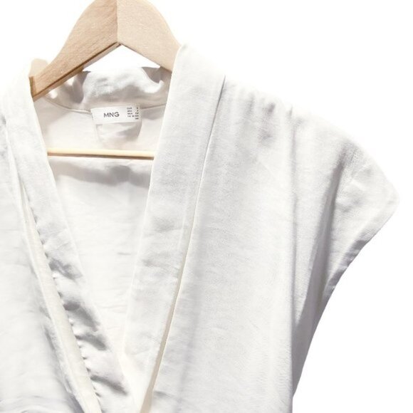 MANGO Palma Shawl Collar Mini Dress White - Picture 9 of 10